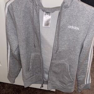 Adidas Heather Gray Zip-Up Hoodie